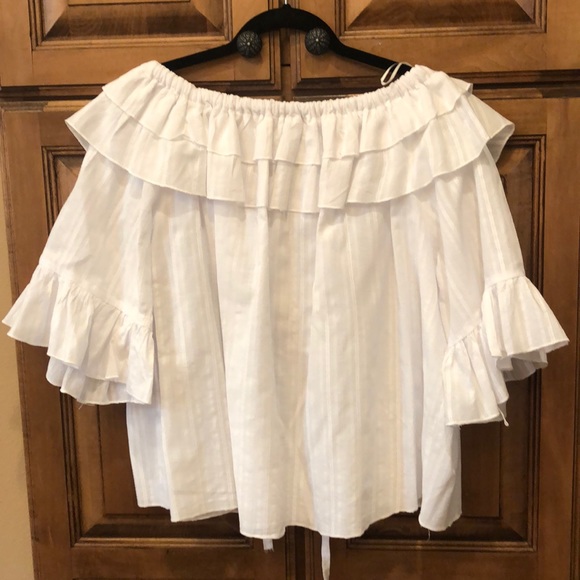 Olive Scent- M - White ruffled blouse - Picture 5 of 6